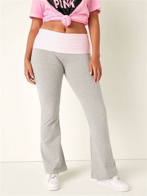 Victorias Secret Pink Cotton Foldover Flare Leggings Victorias