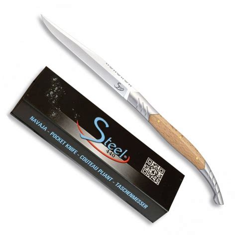 Estilete Steel 440 Madera Natural Hoja 8 Cm