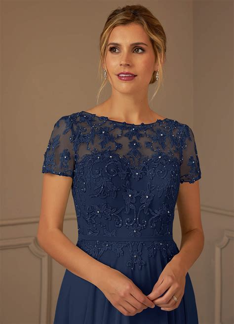 Azazie Adina Dark Navy A Line Boatneck Sequins Chiffon Dress Azazie