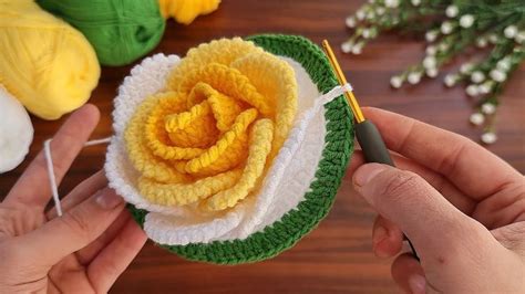 3DCrochet Flower Very Easy Crochet Rose Flower Making For