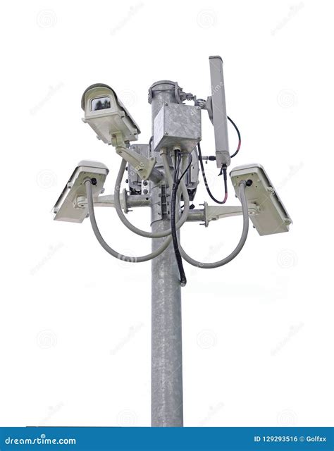 CCTV Security Camera Isolated On White Background Stock Photo Image