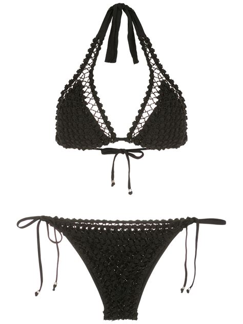 Amir Slama Crochet Layer Bikini Black Farfetch