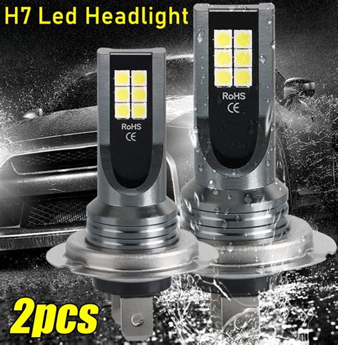 Pcs H Led Headlight Bulb Kit Car Fog Light Bulbs High Low Beam W