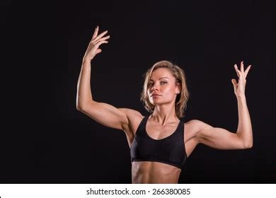 Sexy Athletic Blonde Posing On Black Stock Photo Shutterstock