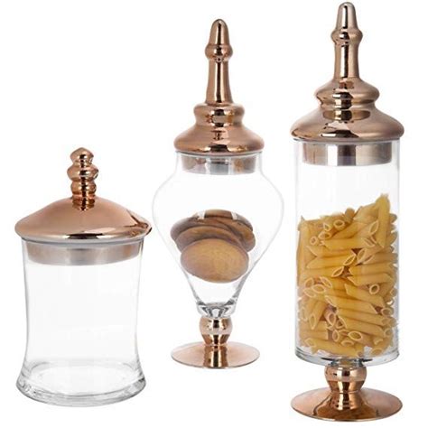 Myt 3 Piece Set Antique Clear Glass Bathroom Apothecary Jars With