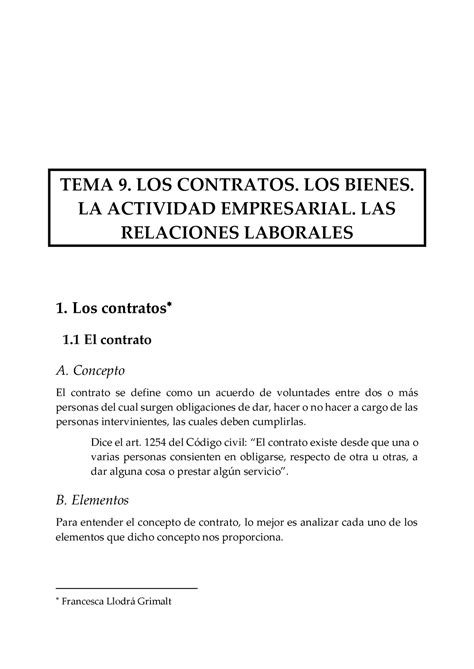 Tema 9 Nociones Básicas de Derecho TEMA 9 LOS CONTRATOS LOS