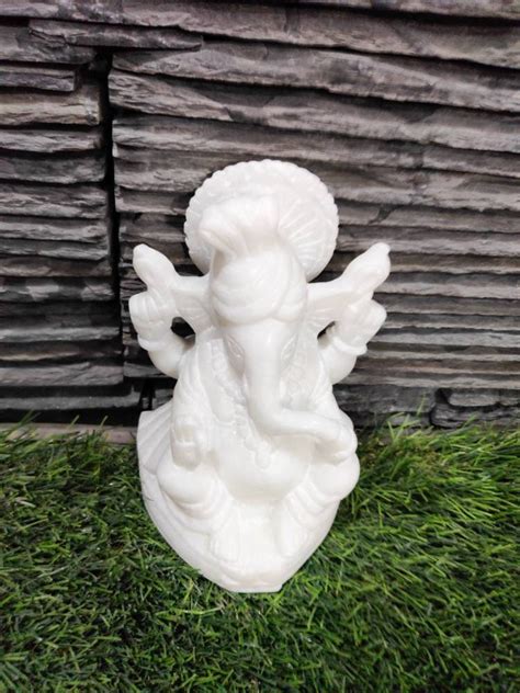 Lord Ganesh marble statue hand carved white marble ganesh statue pooja ...