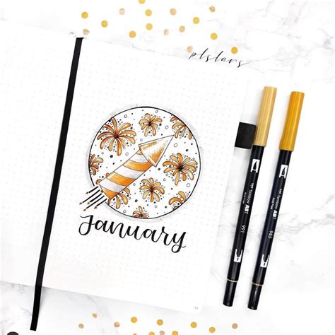 January Bullet Journal Fireworks Theme - The Smart Wander