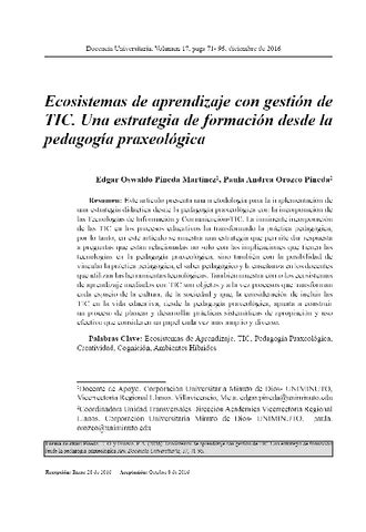 Vista De Ecosistemas De Aprendizaje Con Gestion De TIC Una Estrategia