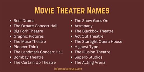 499 Attractive Movie Theatre Names Ideas You Must Check Informative