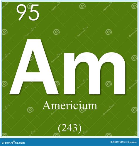 Americium Chemical Element Symbol On White Background Stock