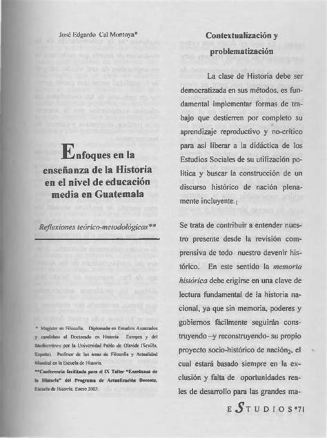 Pdf Enfoques En La Ense Anza De La Historia En El Nivel De Educaci N