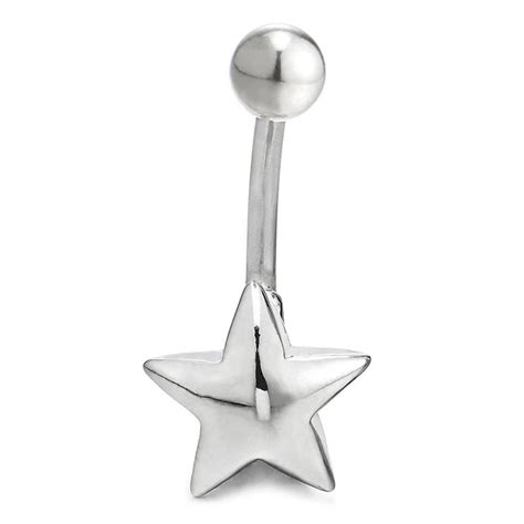 Coolsteelandbeyond Steel Puff Star Belly Button Ring Body Jewelry