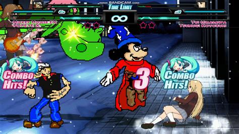 Mugen Mickey Mouse And Popeye Vs Yui Hirasawa And Tsumugi Kotobuki