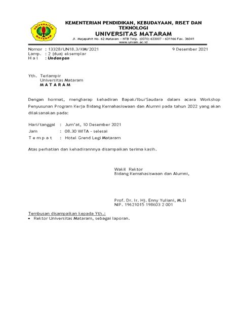 Undangan Rapat WD3, Kaprodi, Pembina PKM Dan Kwu | PDF