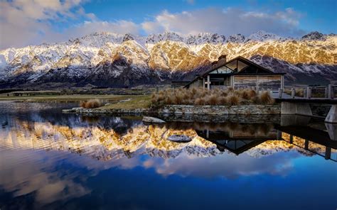 Mountains Houses New Zealand Lake Water Queenstown Wakatipu wallpaper ...