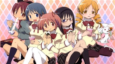 Download Madoka Magica Characters On A Picnic Wallpaper | Wallpapers.com