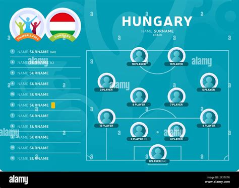 Ungarn Line Up Fu Ball Turnier Endphase Vektor Illustration
