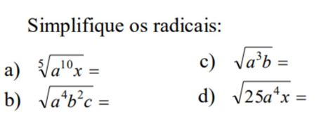 Simplifique Os Radicais Brainly Br