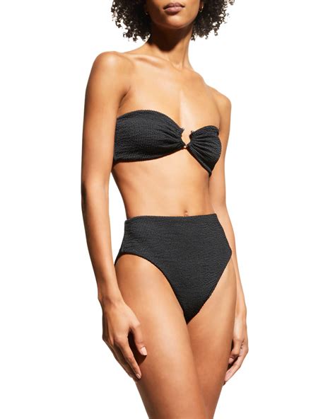 We Wore What U Ring Textured Bandeau Bikini Top Neiman Marcus