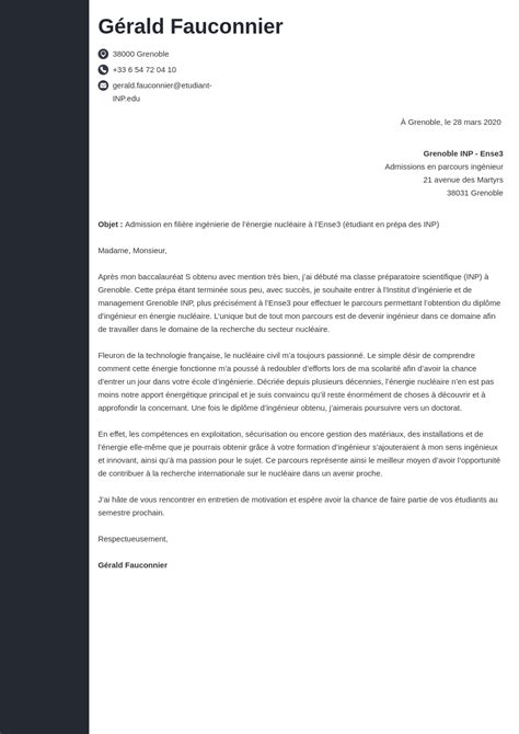 Exemple De Lettre De Motivation école D ingénieur