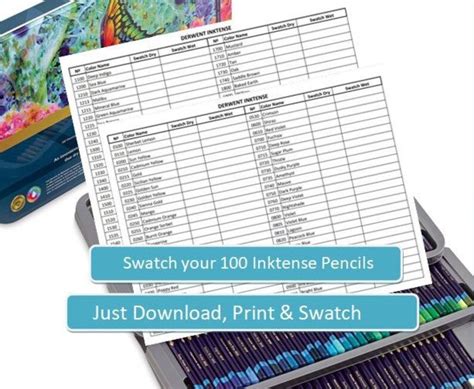 100 Inktense Color Chart Template Instant Download Digital PDF Download ...