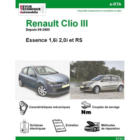 Revue Technique Renault Clio Iii Essence I I Et Rs Rta Site