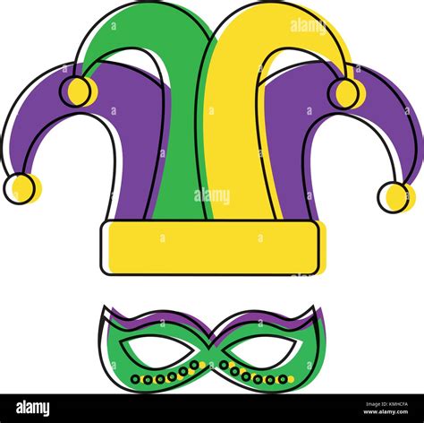 Mardi Gras Hat Jester And Mask Carnival Stock Vector Image And Art Alamy