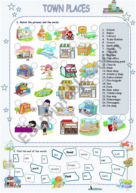 Town Places Esl Worksheet By Stefemma