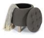 Pouf Coffre Rond Pieds En Bois Eleonor Gris