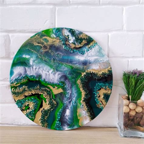 Green geode - декоративное панно из эпоксидной смолы – заказать на ...