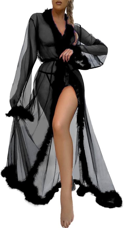 Amazon Dartphew Store Women Fashion Sexy Tulle Robe Long Lingerie