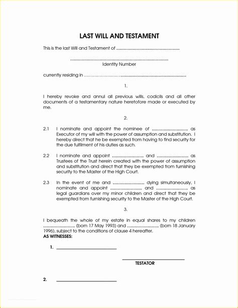 Last Will And Testament Texas Free Template Of Sample Last Will And Testament Of Form