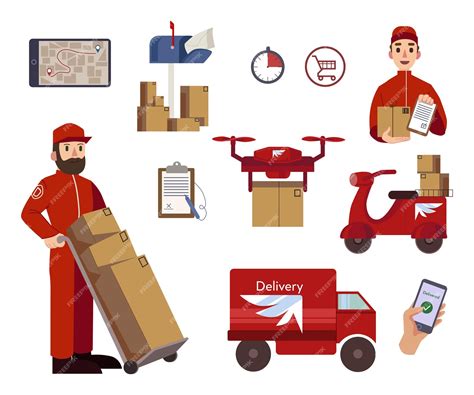 Premium Vector | Delivery express service and couriers with boxes set