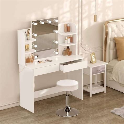 Woltu Coiffeuse Avec Miroir Led Coiffeuse Avec Tabouret R Glable En