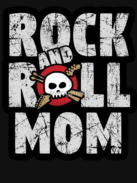 Rock And Roll Mom Skull And Guitar Logo T Shirt For Sale By