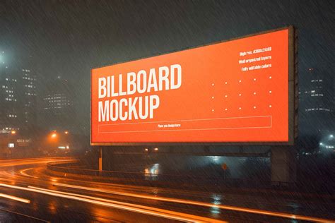 Night Rain Billboard Mockup