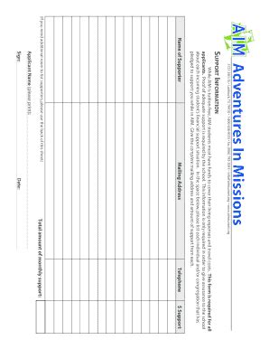 Fillable Online Aimsunset AIM Supporter List Form Aimsunset Fax Email