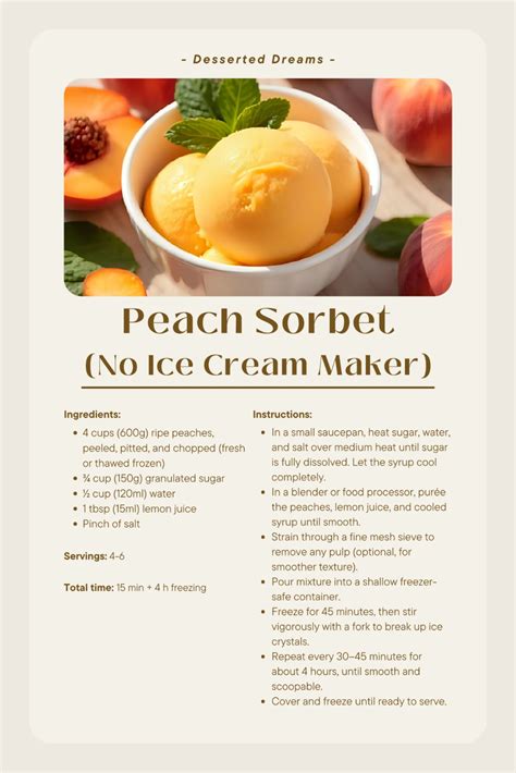 Peach Sorbet Recipe – Refreshing Summer Frozen Dessert | Sorbet recipes
