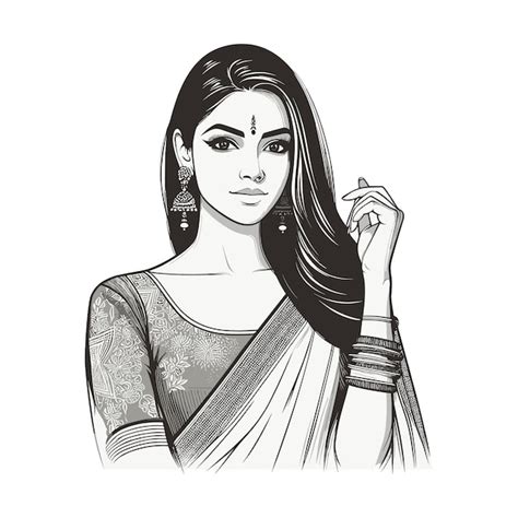 Premium Vector Beautiful Indian Woman In Sari Model Indian Woman