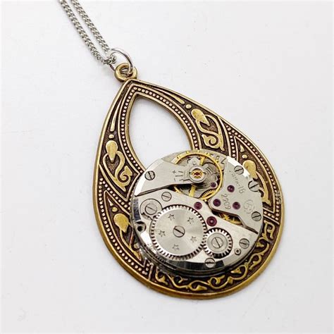 Steampunk Watch Necklace Silver Handcrafted Artistic Jewelry The