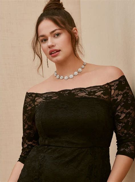 Plus Size Special Occasion Black Lace Off Shoulder Gown Torrid