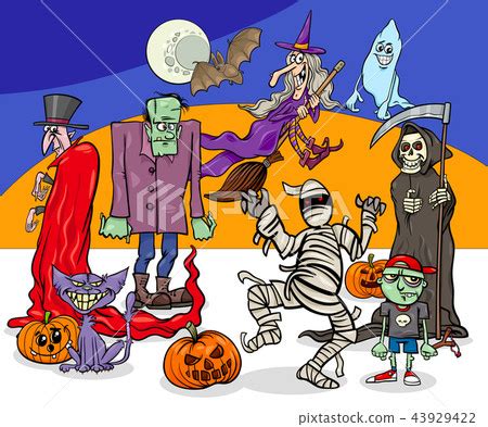 Halloween holiday cartoon spooky characters group 插圖素材 43929422 PIXTA圖庫