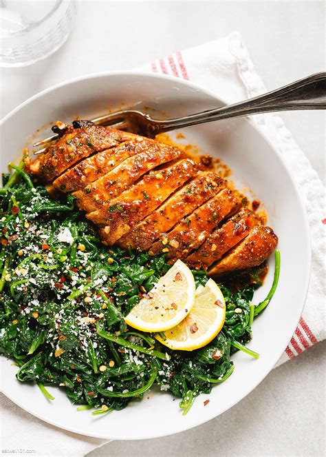 Asado Chicken Breasts Recipe with Sautéed Garlic Spinach – Chicken ...