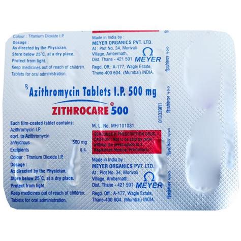 Buy Zithrocare 500 Mg Tablet 5 Tab Online At Best Price In India