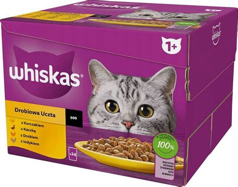 Whiskas Drobiowa Uczta Mix smaków Mokra karma w sosie dla kota 24x85g