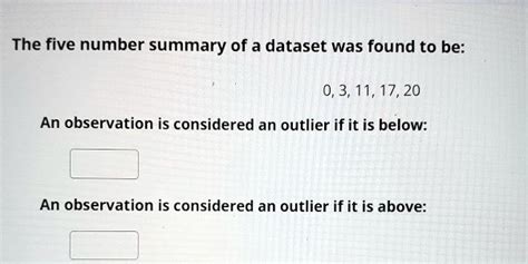 Solved The Five Number Summary Of A Dataset Was Found To Be