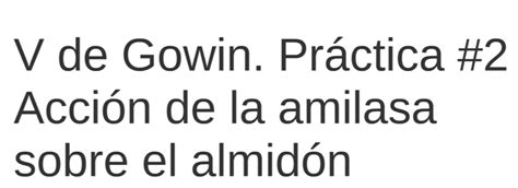 Biologia Iii Grupo V De Gowin Practica Acci N De La Amilasa
