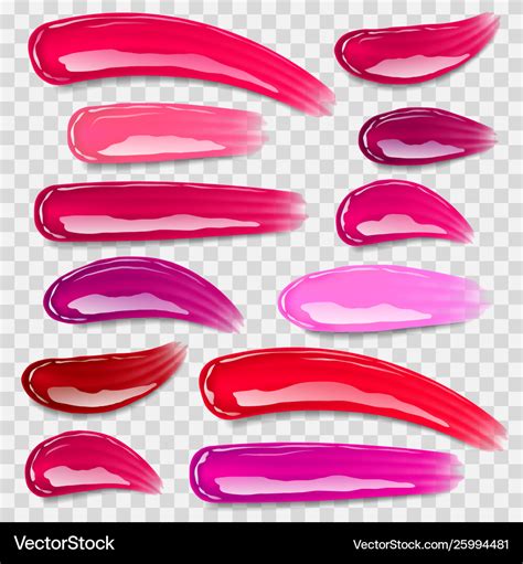 Lip gloss smears photo realistic set Royalty Free Vector