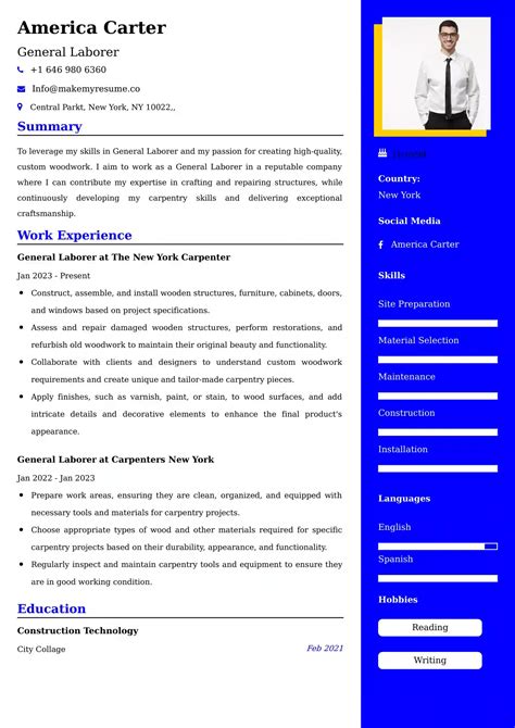 General Laborer Resume Examples India